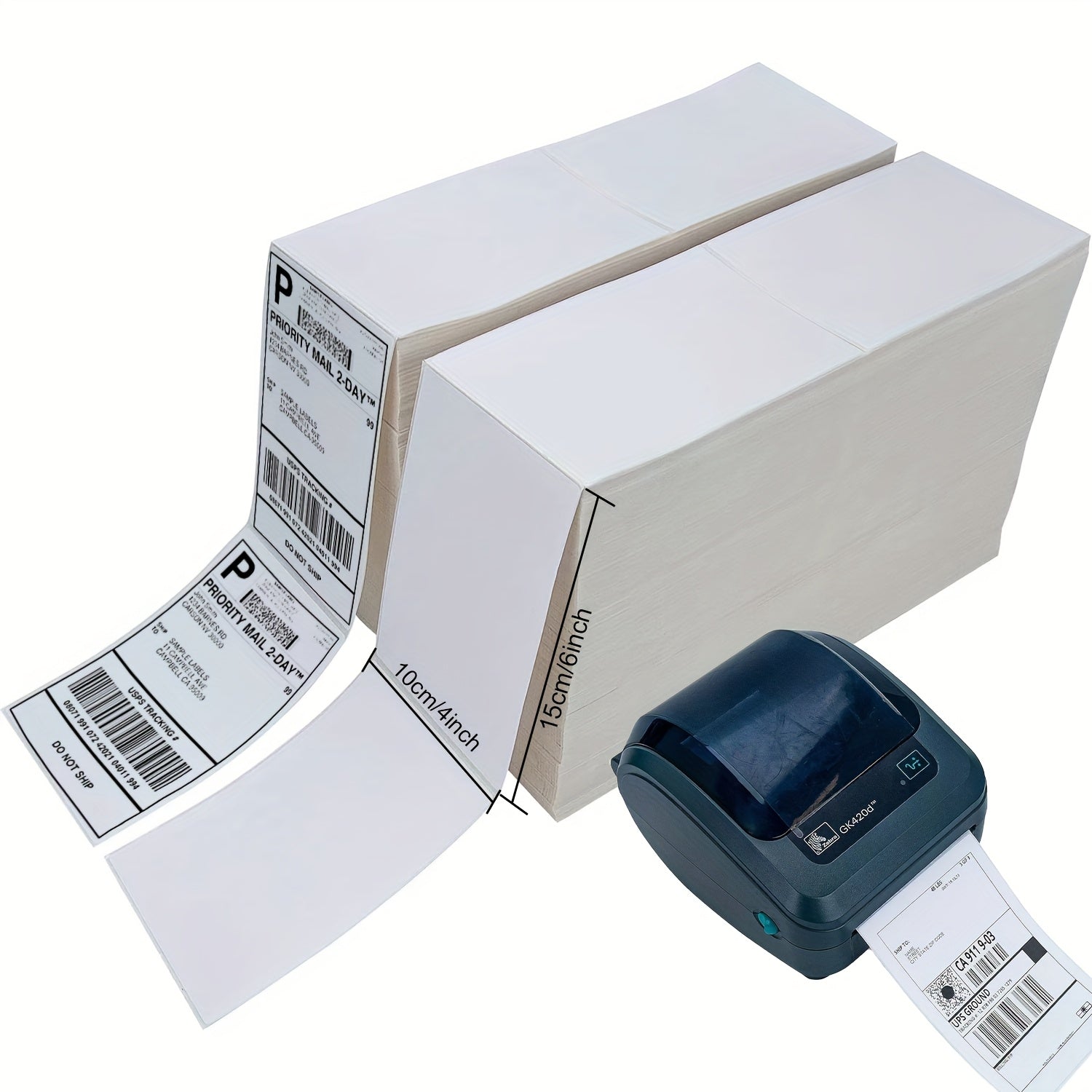 6000 Labels Fanfold 4" X 6" Direct Thermal Labels, with Perforated Line for Thermal Printers - Compatible with Zebra & Rollo Printer (4" X 6" - 6000 Labels)